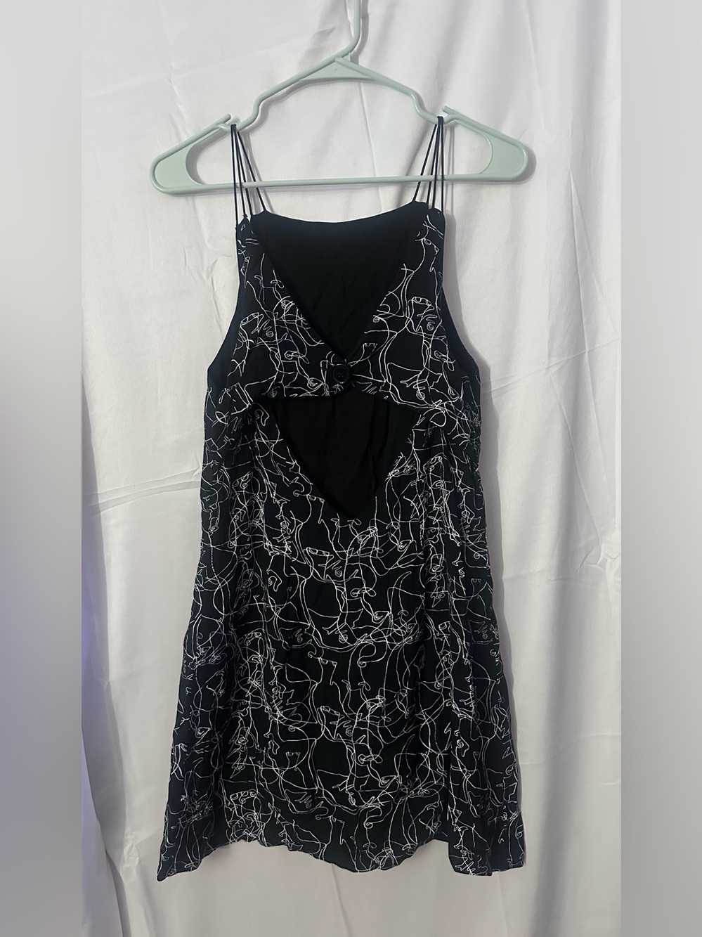 silence + noise Black mini Dress with White Line Abstract - Picture 2 of 4